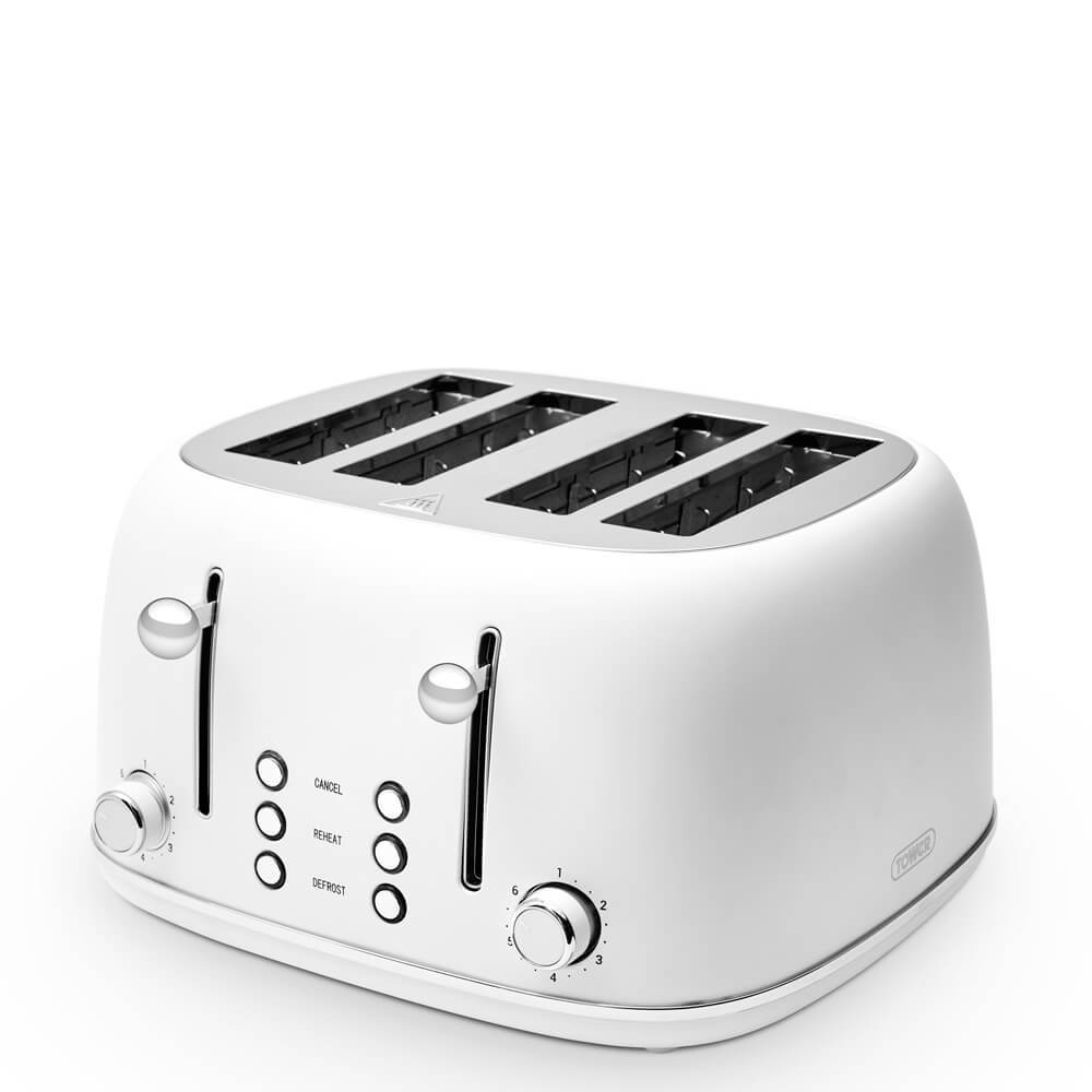 Tower Heritage White 4 Slice Toaster